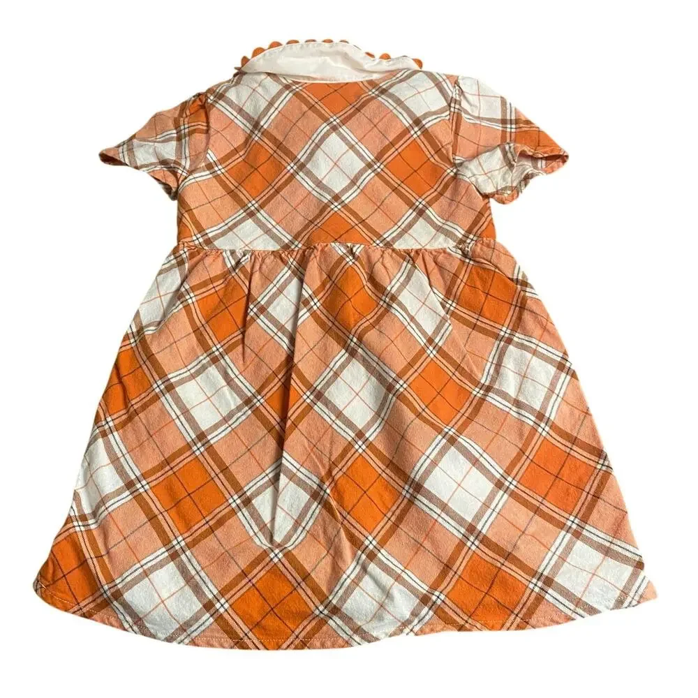 Gymboree orange pumpkin plaid collar short‎ sleeve toddle dress SIZE 3T